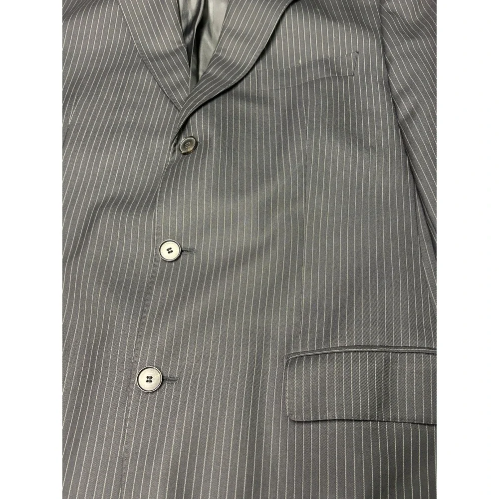 Hugo Boss Selection Portman Tower Blazer‎ Silk Wool Pinstripe Mens 42R black